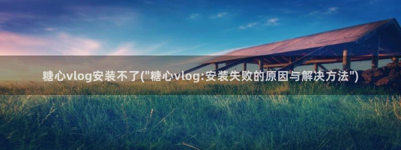 糖心释放vlog:糖心vlog安装不了(