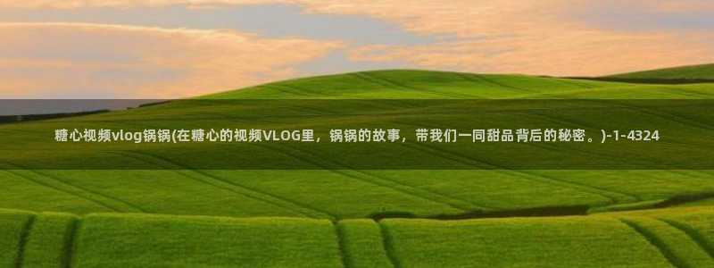 糖心vlog理万姬:糖心视频vlog锅锅